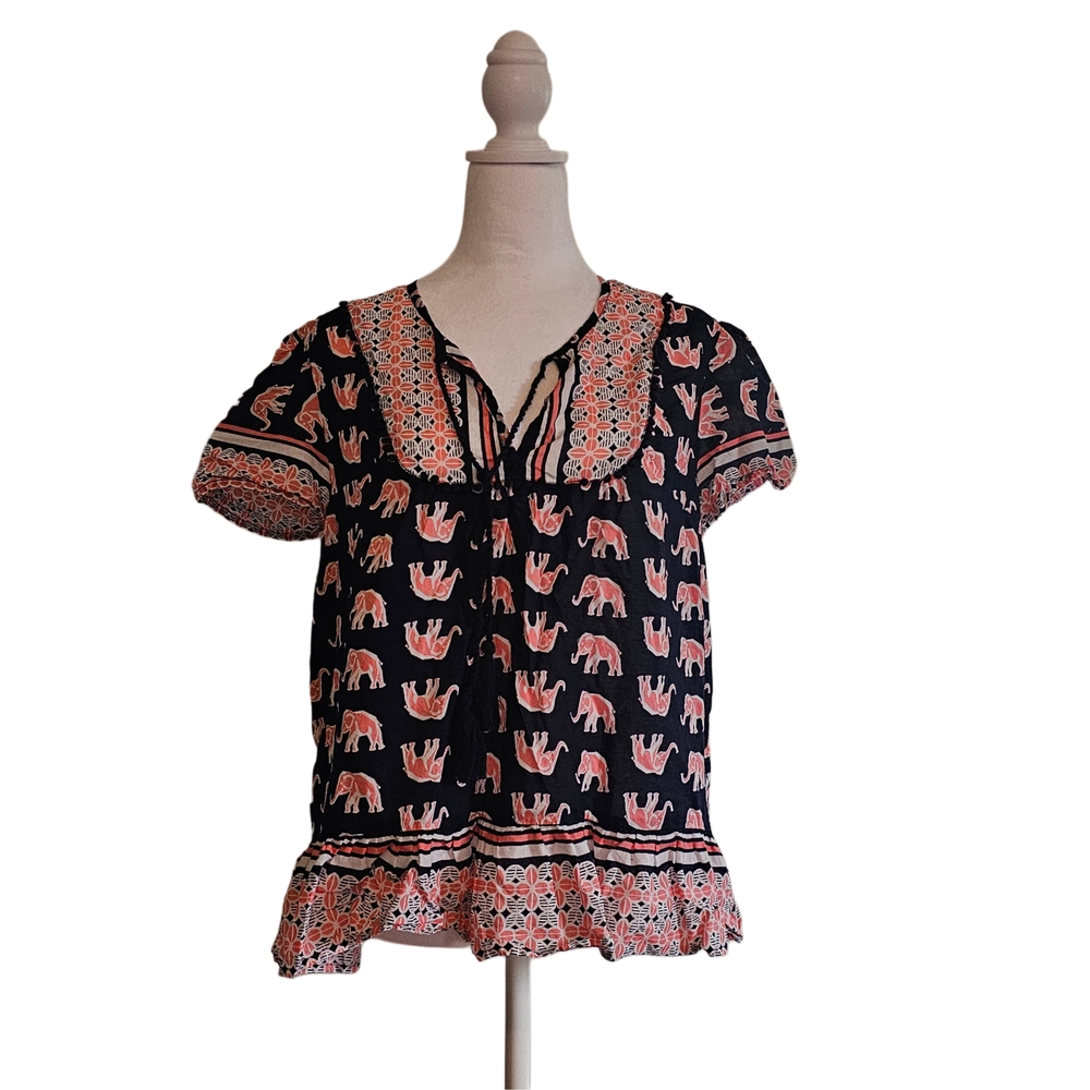 Crown & Ivy Pink Ruffled Tie Front Blouse